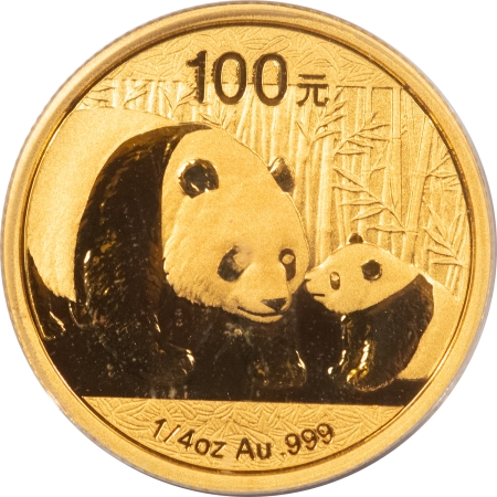 Bullion 2011 100 YUAN CHINA PANDA GOLD, 1/4 OZ – PCGS MS-70, FIRST STRIKE!