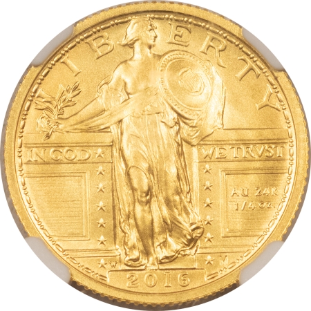 Modern Gold Commems 2016-W 24K GOLD STANDING LIBERTY QUARTER 1/4 OZ NGC SP70 EARLY RELEASE 100TH ANN