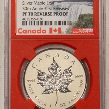 New Store Items 2018 CANADA 1 OZ SILVER $20 MAPLE LEAF 30TH ANN, NGC REV PF-70, FIRST RELEASES!