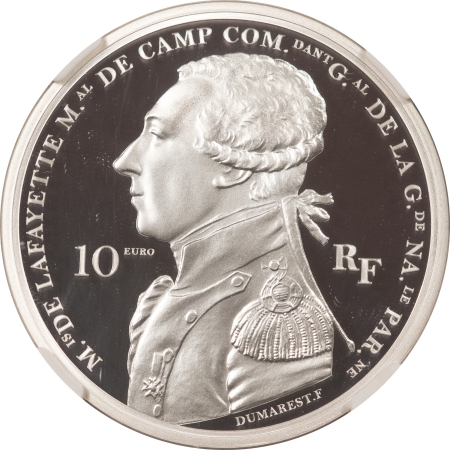 New Certified Coins 2020 FRANCE SILVER 10 EUROS, LAFAYETTE NGC PF-70 ULTRA CAMEO, FIRST DAY OF ISSUE