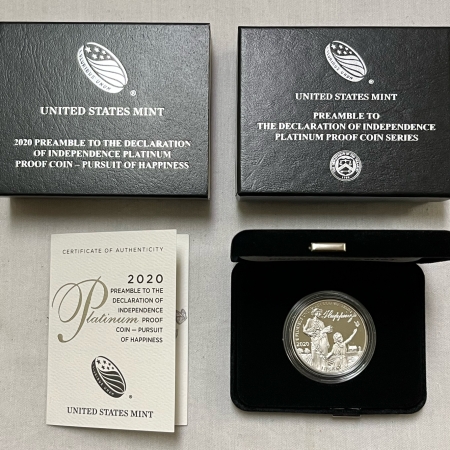 New Store Items 2020-W 1 OZ PROOF $100 PLATINUM AMERICAN EAGLE – PURSUIT OF HAPPINESS GEM W/ OGP