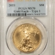 American Gold Eagles, Buffaloes, & Liberty Series 2021 $50 AMERICAN GOLD EAGLE, TYPE 2, 1 OZ – PCGS MS-70, FIRST DAY OF ISSUE!