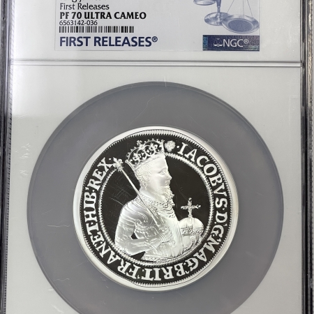 New Store Items 2022 GREAT BRITAIN 5 OZ SILVER 10 LBS, BRITISH MONARCHS, JAMES I, NGC PF-70 UCAM