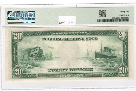Large Federal Reserve Notes 1914 $20 FEDERAL RESERVE NOTE, FR-983a, RICHMOND, PMG CHOICE VF-35-LOOKS UNC!