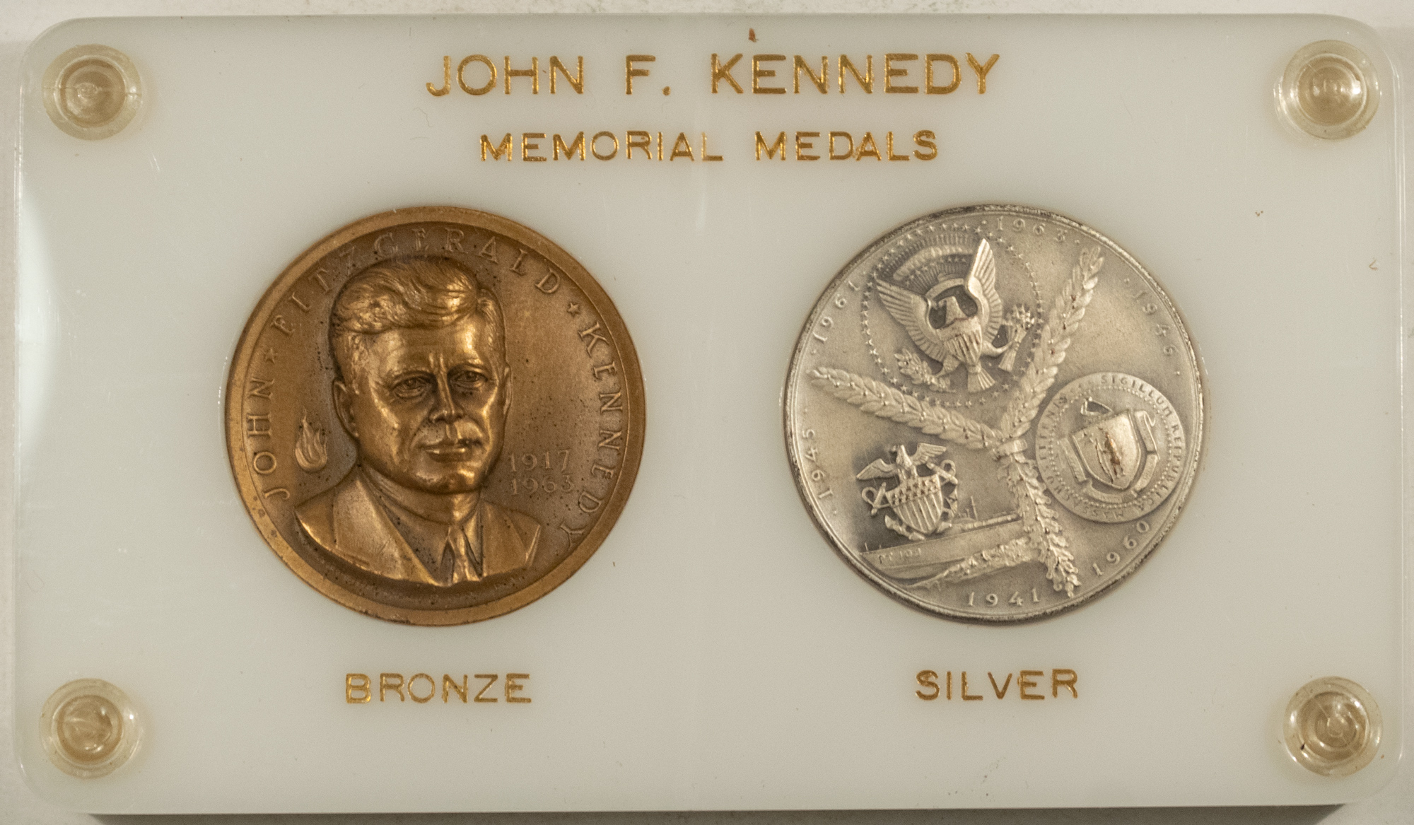 1964 MEDALLIC ARTS JOHN F KENNEDY SILVER & BRONZE MEMORIAL MEDALS ...