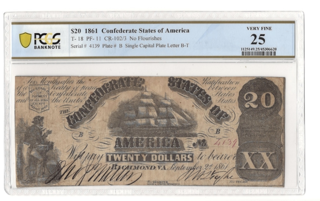 Confederate Csa T Pf Cr Pcgs Banknote Very